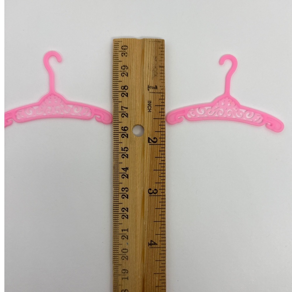 Vintage Barbie Pink‎ Doll Clothes Hangers Lot of 2 Miniature Toy Hangers - Picture 5 of 6